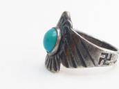Antique 卍 Stamped Thunderbird Shape Silver Ring w/TQ c.1930