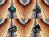 Antique 卍 Stamped Thunderbird Shape Silver Ring w/TQ c.1930