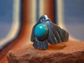 Antique 卍 Stamped Thunderbird Shape Silver Ring w/TQ c.1930
