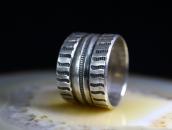 【Mark Chee】Navajo Chiseled & Stamped Silver Band Ring c.1945