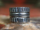 【Mark Chee】Navajo Chiseled & Stamped Silver Band Ring c.1945