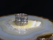 【Mark Chee】Navajo Chiseled & Stamped Silver Band Ring c.1945