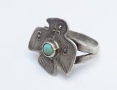 Antique Thunderbird Shape Silver Tourist Ring w/TQ c.1925～