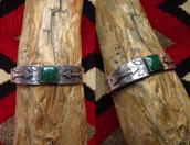 Antique Arrows Applique Cuff Bracelet w/Sq. Green TQ c.1935～