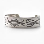Atq Navajo/Pueblo Arrows Stamped Ingot Silver Cuff c.1915～