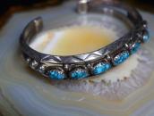 Vintage Navajo High Grade Godber Turquoise Row Cuff  c.1940～