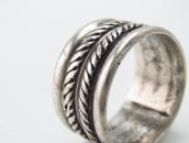Early Navajo Chiseled/Stamped Ingot Silver Band Ring c.1900～