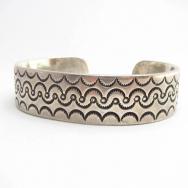 Historic Navajo Stamped Ingot Silver Cuff Bracelet  c.1890～