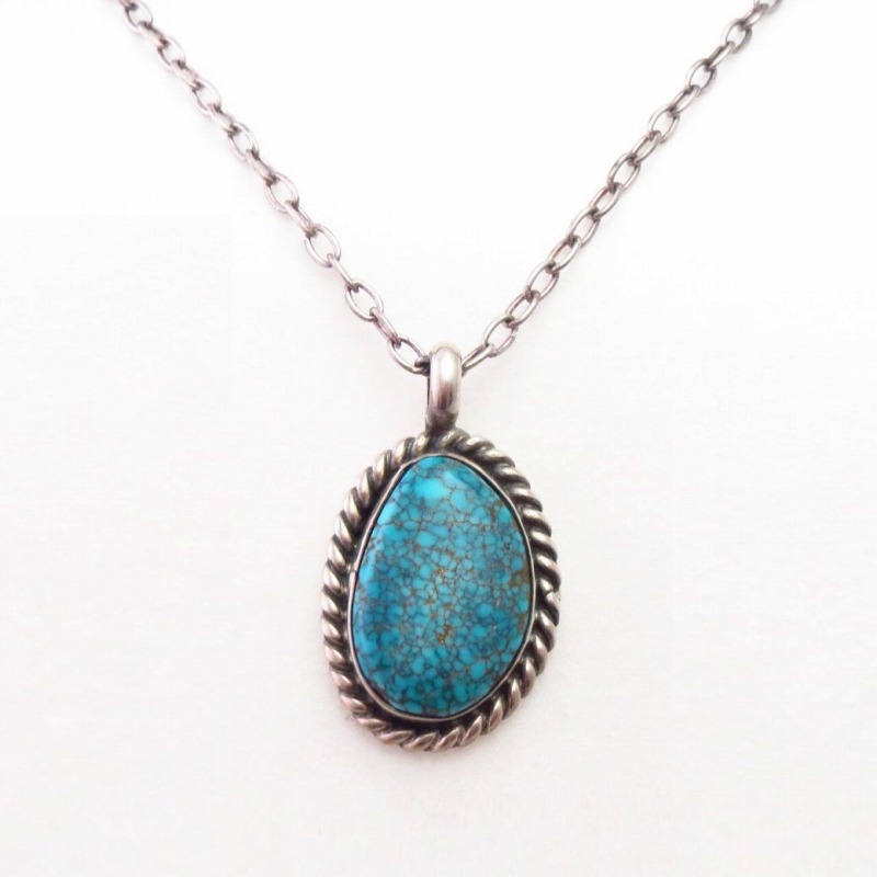 Vtg Navajo Hi-Grade Lone Mt. Turquoise Top Necklace  c.1960～