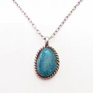 Vtg Navajo Hi-Grade Lone Mt. Turquoise Top Necklace  c.1960～