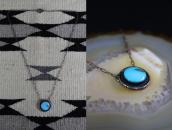 Vtg Navajo Round Cut TQ & Silver Fob Remade Necklace  c.1960