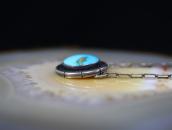 Vtg Navajo Round Cut TQ & Silver Fob Remade Necklace  c.1960