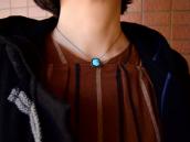 Vtg Navajo Round Cut TQ & Silver Fob Remade Necklace  c.1960