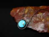 Vtg Navajo Round Cut TQ & Silver Fob Remade Necklace  c.1960