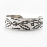 Antique Navajo Repoused & Stamped Ingot Silver Cuff c.1920