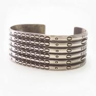 Antique Navajo Ribbed & Stamped Ingot Silver Cuff  c.1925～