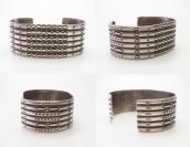 Antique Navajo Ribbed & Stamped Ingot Silver Cuff  c.1925～