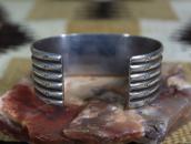 Antique Navajo Ribbed & Stamped Ingot Silver Cuff  c.1925～