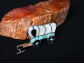 Vintage Zuni Multi-Stone Inlay Covered Wagon Pin  c.1940～