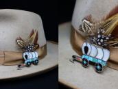 Vintage Zuni Multi-Stone Inlay Covered Wagon Pin  c.1940～
