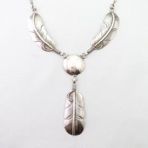 OLDPAWN Navajo Concho & Feather Shaped Fob Necklace  c.1980～