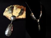 OLDPAWN Navajo Concho & Feather Shaped Fob Necklace  c.1980～