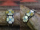 Vtg Zuni Shell & Turquoise Inlay "Desert Rose" Cuff  c.1970～
