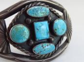 Vintage Navajo Wide Cuff Bracelet w/5 Gem Turquoise  c.1945～
