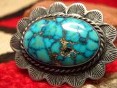Vintage Navajo Silver Concho Pin w/Gem Turquoise  c.1945～