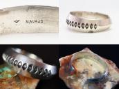 【NAVAJO GUILD】Vtg Stamped Heavy Triangle Wire Cuff c.1950  2