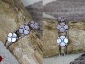 Vtg Zuni Pink Shell/Turquoise Inlay Desert Rose Cuff c.1970～