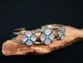 Vtg Zuni Pink Shell/Turquoise Inlay Desert Rose Cuff c.1970～