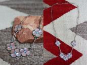 Vintage Zuni PinkShell/TQ Inlay Desert Rose Necklace c.1970～