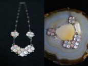 Vintage Zuni PinkShell/TQ Inlay Desert Rose Necklace c.1970～