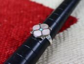 Vtg Zuni Pink Shell/Turquoise Inlay Desert Rose Ring c.1970～