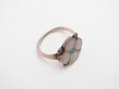 Vtg Zuni Pink Shell/Turquoise Inlay Desert Rose Ring c.1970～