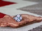 Vtg Zuni Pink Shell/Turquoise Inlay Desert Rose Ring c.1970～