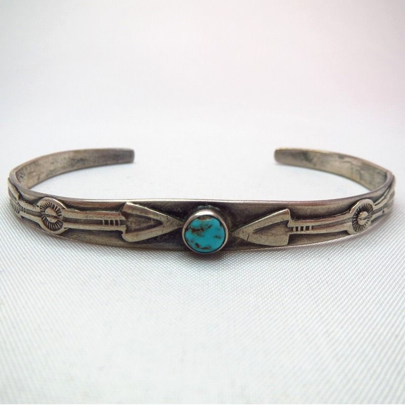 Antique Arrow Patched Silver Narrow Cuff  c.1930