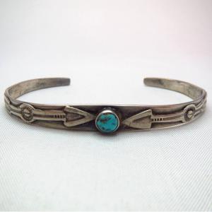 Antique Arrow Patched Silver Narrow Cuff  c.1930