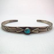 Antique Arrow Patched Silver Narrow Cuff  c.1930