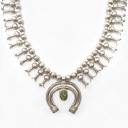 Vintage Navajo Heavy Naja Necklace w/Green Turquoise c.1940～
