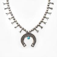 Vintage Navajo Small Squash Blossom Naja Necklace  c.1950～