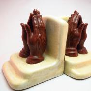 Antique Pottery Praying Hands Bookends