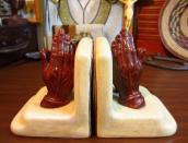 Antique Pottery Praying Hands Bookends