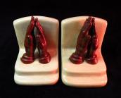 Antique Pottery Praying Hands Bookends