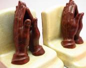 Antique Pottery Praying Hands Bookends