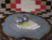 【Ike Wilson】Rose Stamped Concho Pierced Earrings c.1930～