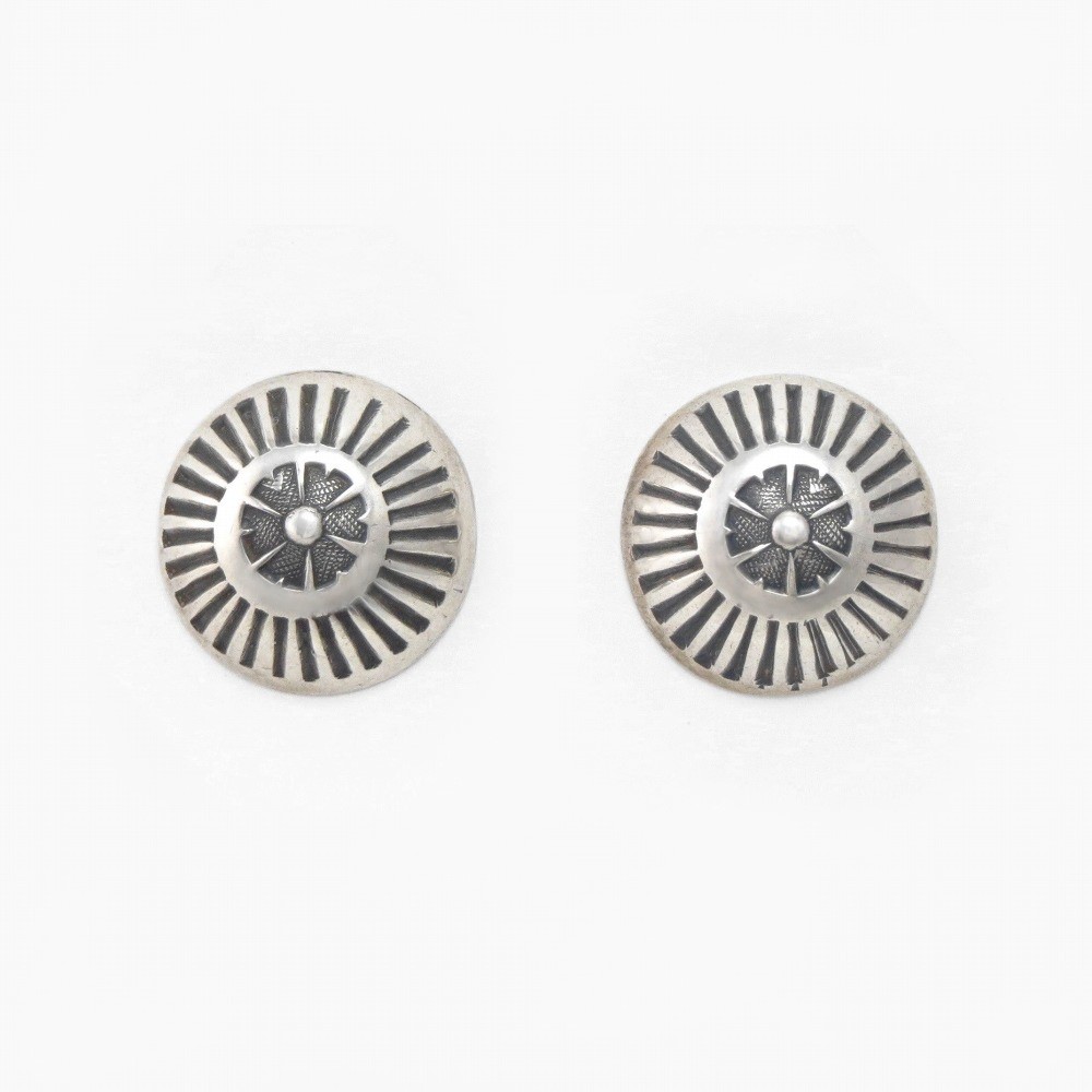 【Ike Wilson】Rose Stamped Concho Pierced Earrings c.1930～