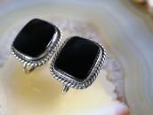 【GARDEN OF THE GODS】Atq Onyx Screw-back Earrings c.1940