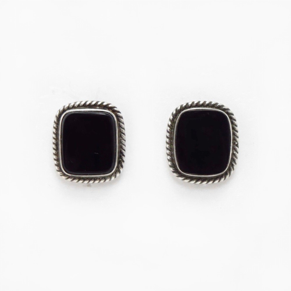 【GARDEN OF THE GODS】Atq Onyx Screw-back Earrings c.1940